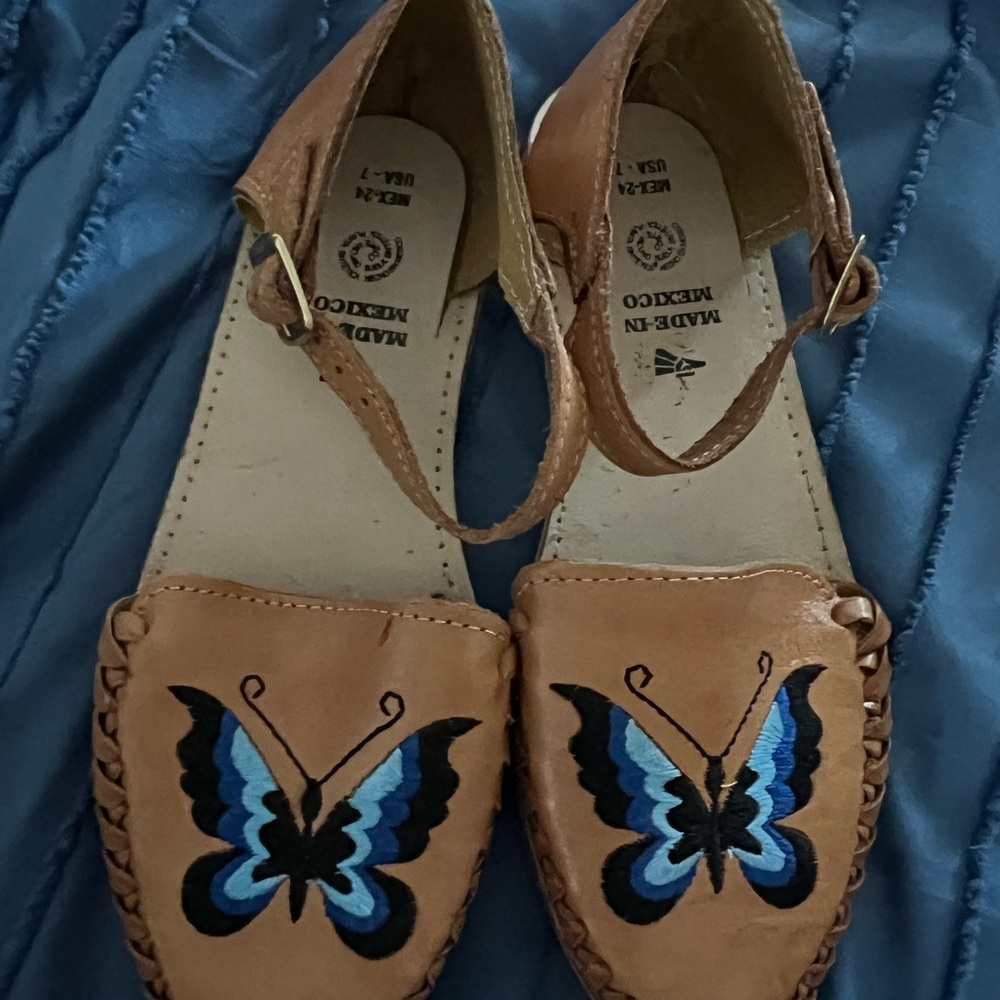 Handcrafted Leather Sandals with Butterfly Design